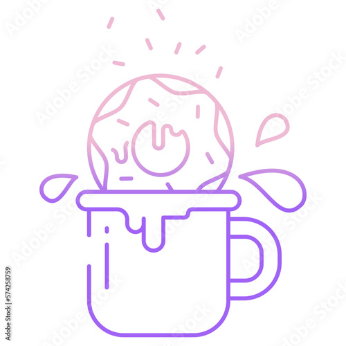 Donut dipping in chocolate icon