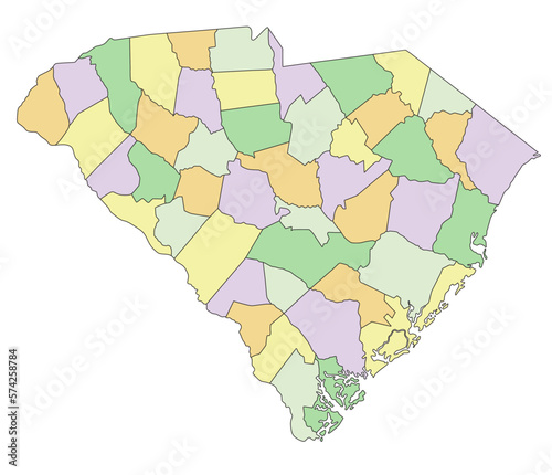 South Carolina - Highly detailed editable political map.