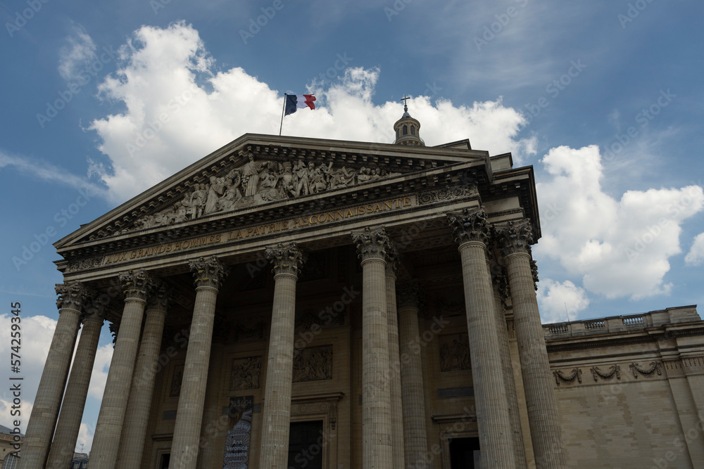 Paris, France - Aug 2022: Pantheon building in Latin quarter. High quality photo