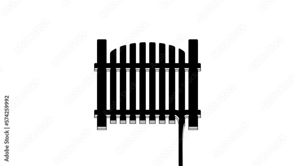 Black Garden fence wooden icon isolated on white background. 4K Video motion graphic animation Black Garden fence wooden icon isolated on white background. 4K Video motion graphic animation