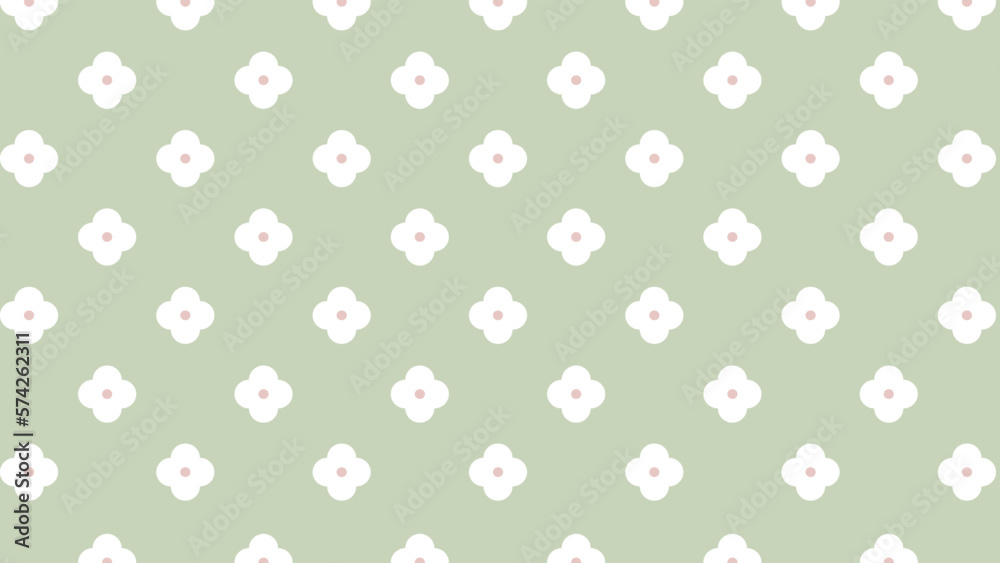 Green seamless pattern with white flowers Green seamless pattern with white flowers