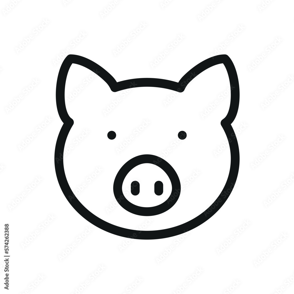 Pig head isolated icon, pork meat vector icon with editable stroke. Pig head isolated icon, pork meat vector icon with editable stroke.