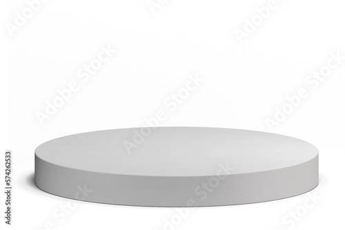 Monochrome background with png 3d geometric shapes, White circular blank podium on the studio floor for product presentation mock up. Abstract composition in minimal design display empty. 3D rendering