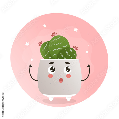 cute kawaii houseplant, kawaii cacti, a cactus in a pot, houseplant, home garden, gardening, plant lover, houseplant shop concept, greenhouse 