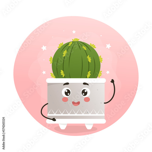 cute kawaii houseplant, kawaii cacti, a cactus in a pot, houseplant, home garden, gardening, plant lover, houseplant shop concept, greenhouse 