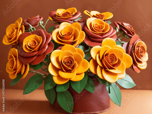 Bouquet of flowers made of leather