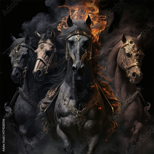 Murais de parede Ai Generated Art - The Four Riders of the End Times
