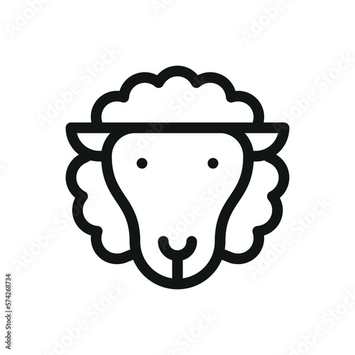 Sheep head isolated icon, sheep breeding linear icon, sheep's wool vector icon with editable stroke.