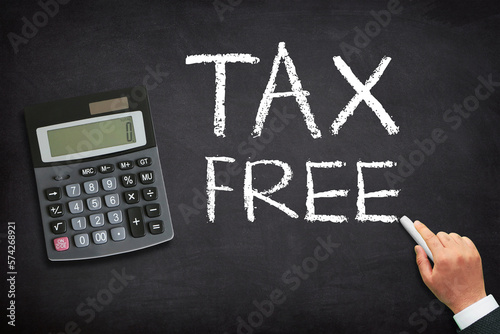 Tax Free message on chalkboard