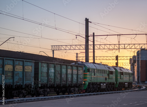 train at sunset