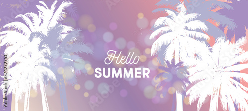 Hello Summer, Palm hand drawn illustrations, vector.	
