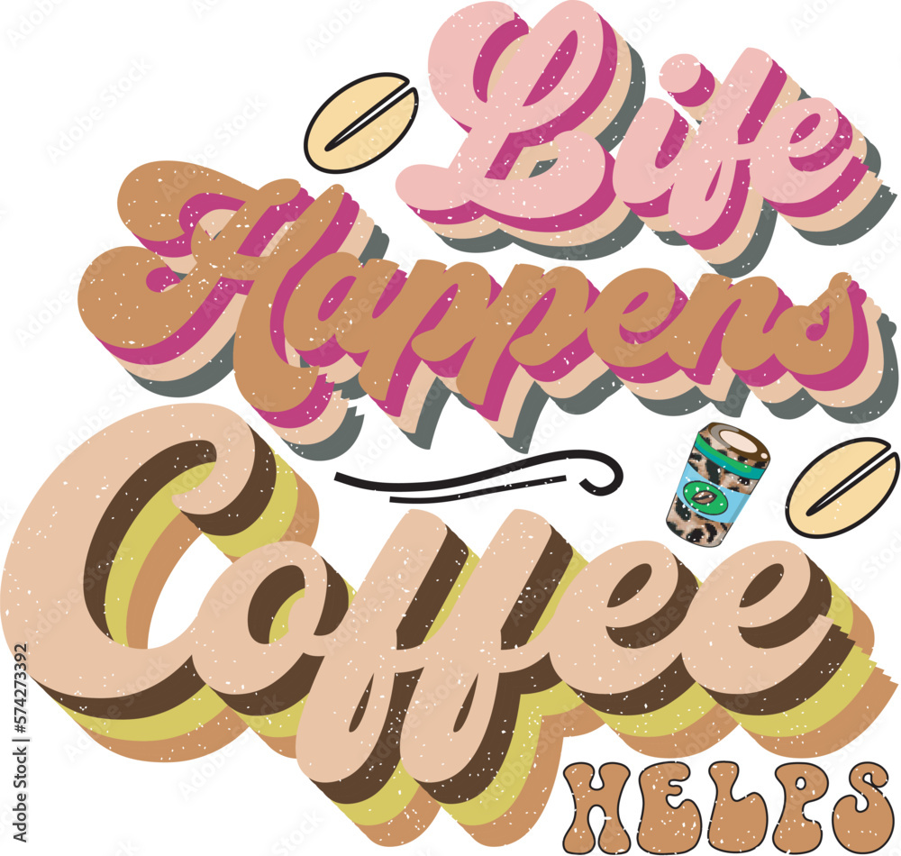 Naklejka premium Retro Coffee Mama Sublimation Design