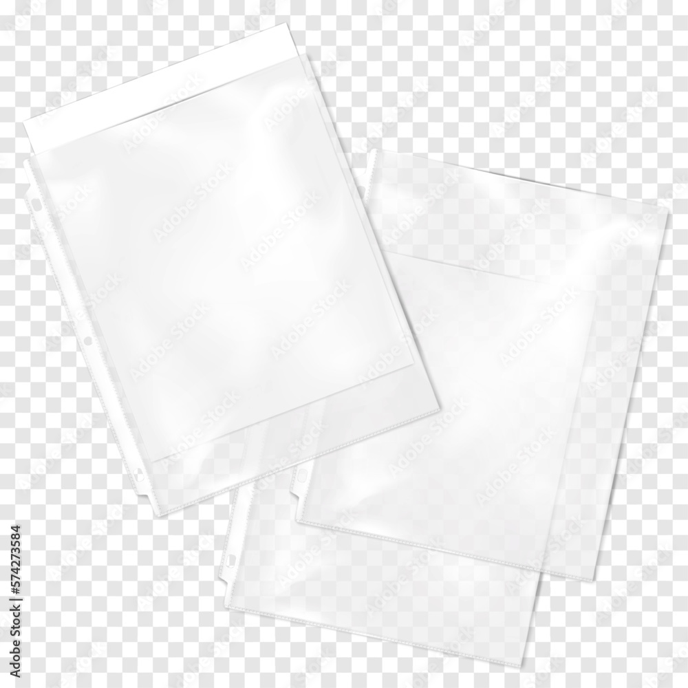 Clear plastic file, three hole punched page sleeve protector for three