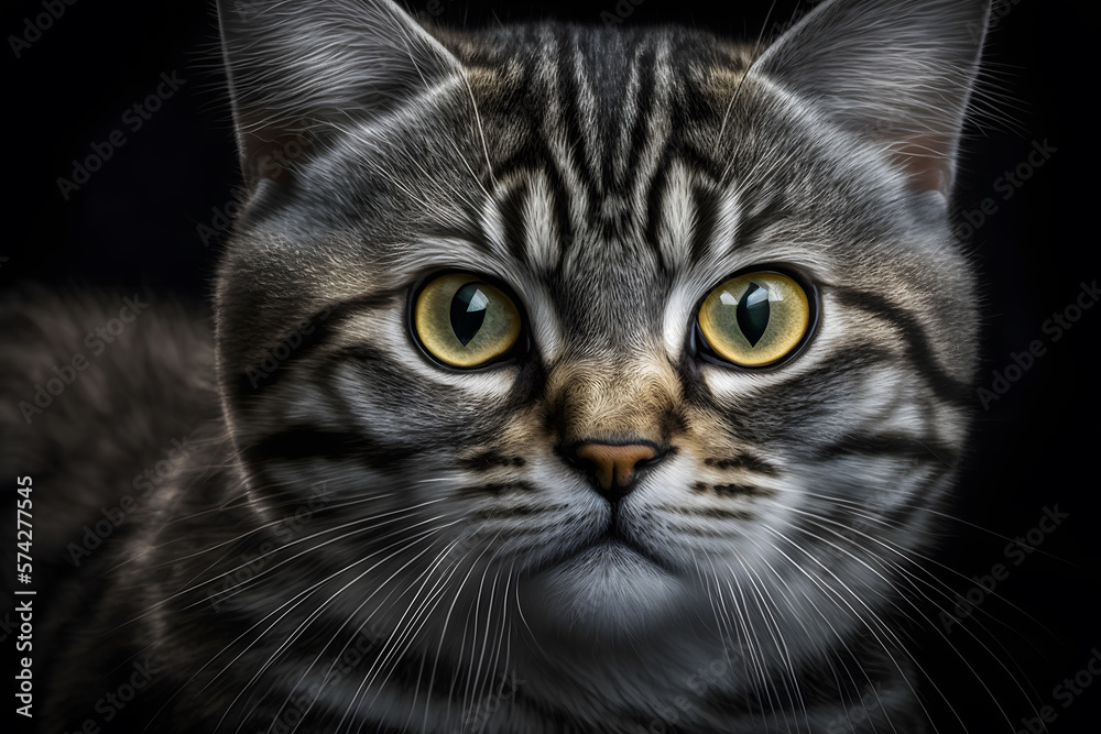 Portrait of a beautiful gray striped cat close up photography made with Generative AI Portrait of a beautiful gray striped cat close up photography made with Generative AI