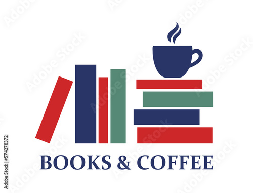 Books and coffee flat design  illustration.