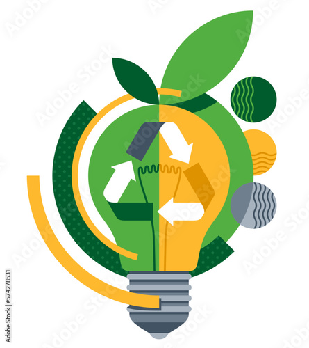 Sustainable development - lightbulb with leaves