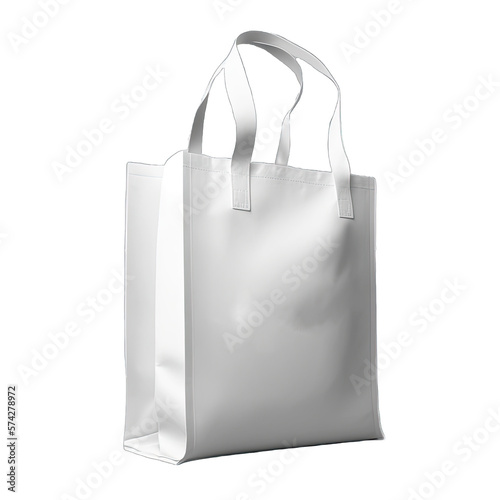 White shopping bags identity mock-up item template transparent background. Mockup white tote bag fabric for shopping, mock up canvas bag isolated.