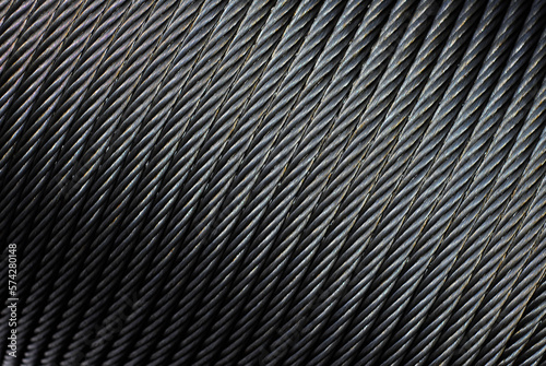 Steel cable texture. Steel wire rope or steel sling.Use for industrial or construction background. 