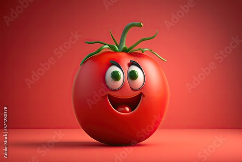 Cute Cartoon Tomato Character with Room for Copy (Created with Generative AI)