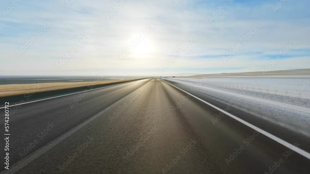 Winter POV timelapse on a plain Road at sunny day with clouds and Halo. Medium-speed, 60 fps, H.264, 8bit, Chroma Subsamlping 4:4:4 Winter POV timelapse on a plain Road at sunny day with clouds and Halo. Medium-speed, 60 fps, H.264, 8bit, Chroma Subsamlping 4:4:4