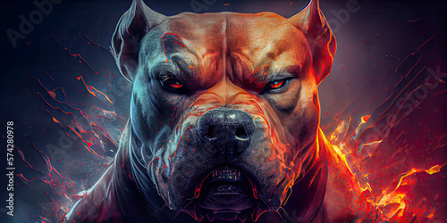 angry pitbull breed dog, concept Animals  photo