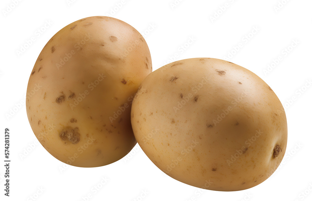 Two potatoes cut out. Based on Generative AI Two potatoes cut out. Based on Generative AI