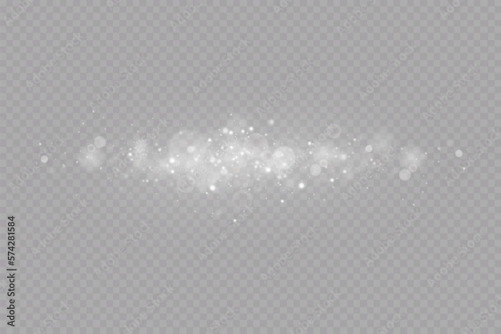Particles of white magic dust. Shining light particles.Christmas glitter particles. Light effect on a transparent background Particles of white magic dust. Shining light particles.Christmas glitter particles. Light effect on a transparent background