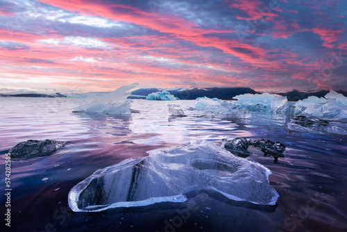 Icebergs in Jokulsarlon glacial lagoon. Vatnajokull National Park  southeast Iceland  Europe. Landscape photography