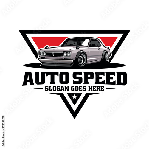 retro racing car logo vector