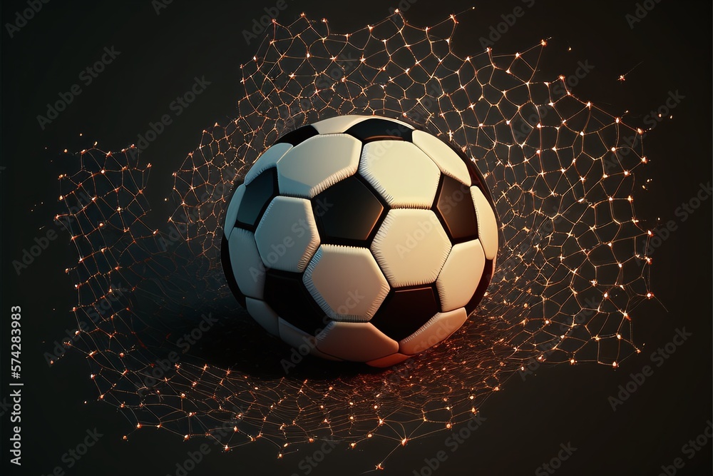 Fototapeta premium Soccer Ball in a Neutral and Colorful Environment Generated by AI