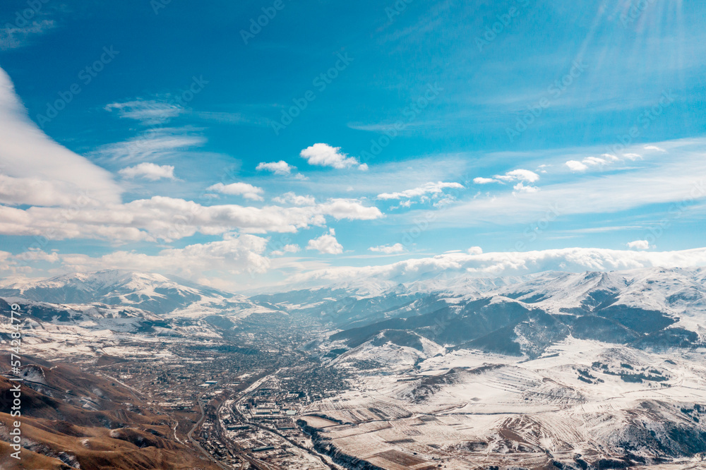 Fototapeta premium Armenian highland in winter, Armenia Lori region.