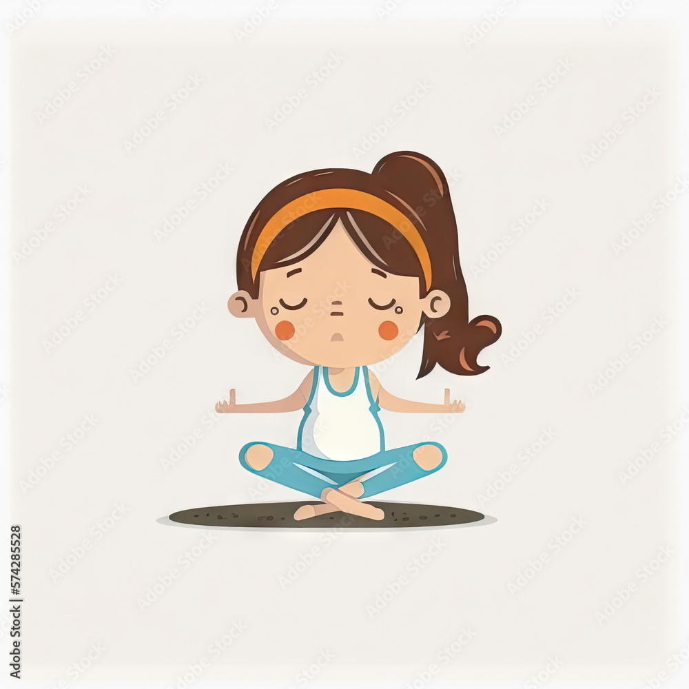 cartoon of sport girl with ycartoon yoga, white background, vector illustration, Made by AI, Artificial intelligenceoga, white background, vector illustration