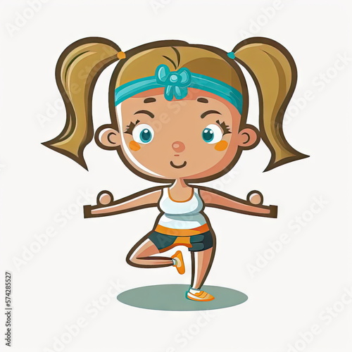 cartoon of sport girl with yoga, white background, vector illustration © waranyu