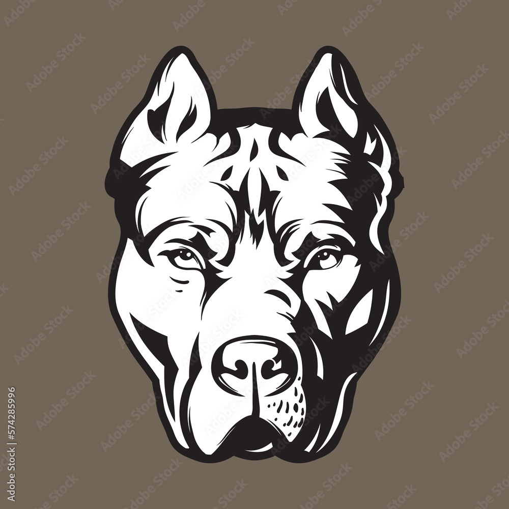 pitbull face logo black and white