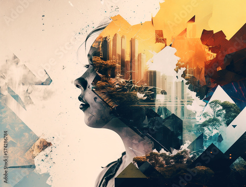 Abstract Double Exposure Collage Style Background