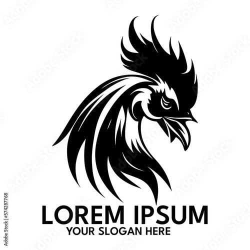 Rooster silhouette, logo style vector illustration