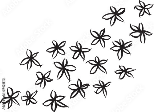 Grunge Ink Dry Brush Abstract Flowers Texture