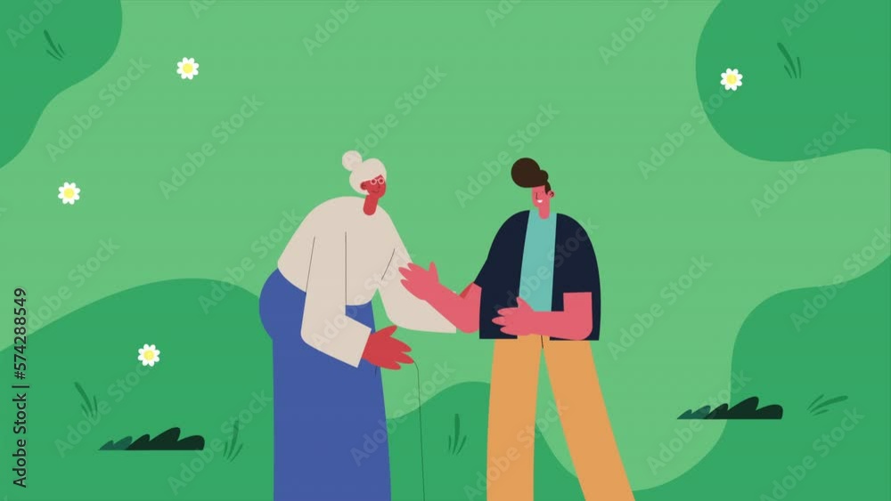 grandmother with son characters animation grandmother with son characters animation