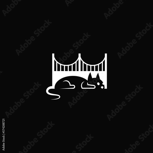 Cat combination with bridge. Company logo design.