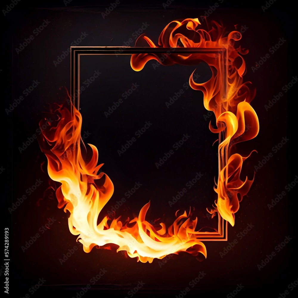 Igniting A Blazing Fire Frame on a Dark Background Fiery