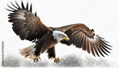 bald eagle isolated white background generative ai