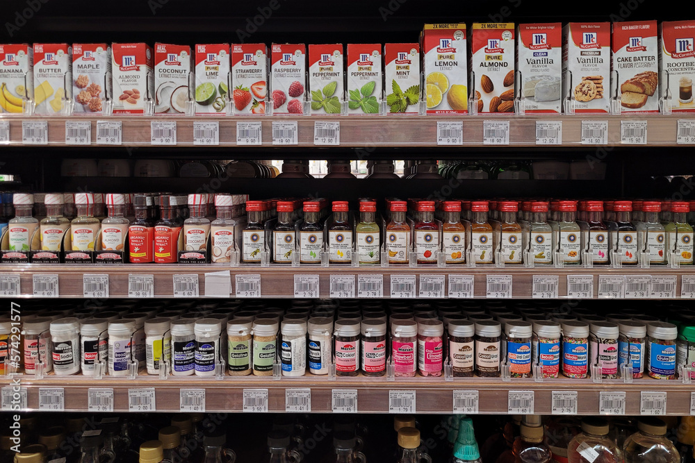 PENANG, MALAYSIA 22 FEB 2023 Various brands of baking ingredients on