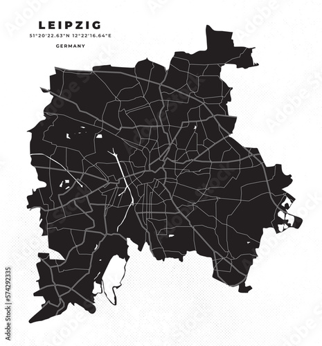 Leipzig map vector poster and flyer