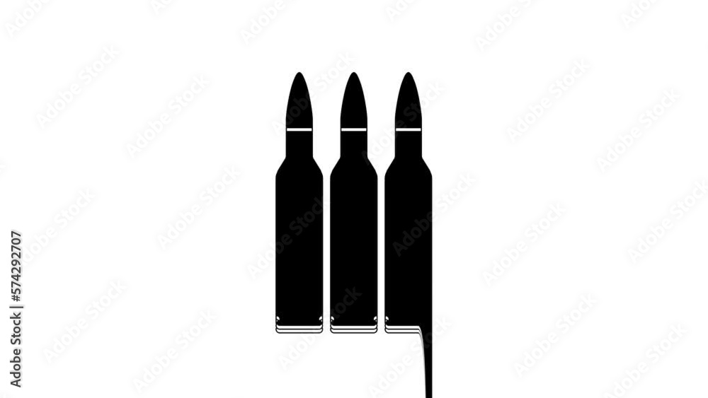 Black Bullet icon isolated on white background. 4K Video motion graphic animation Black Bullet icon isolated on white background. 4K Video motion graphic animation