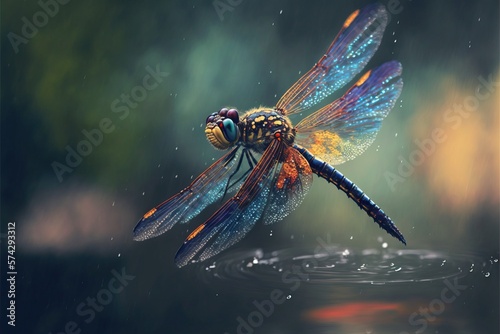 Dragonfly macro in the wild field. Image generated with AI. © Macarena
