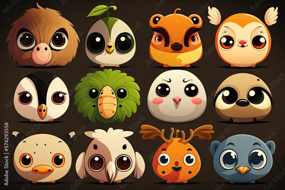 Set of different funny animals. Generative ai Set of different funny animals. Generative ai