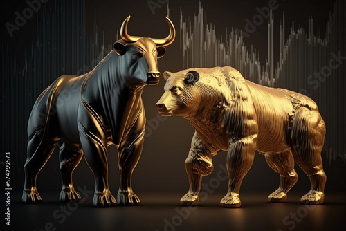 Bear vs Bull market trading concept. Generative AI