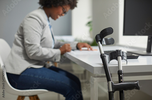 Canvas Print Disabled employee working in office