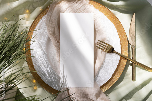 Christmas 4x9 menu card mockup  photo