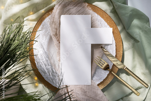 Christmas 4x9 and 3,5x2 menu cards mockup  photo